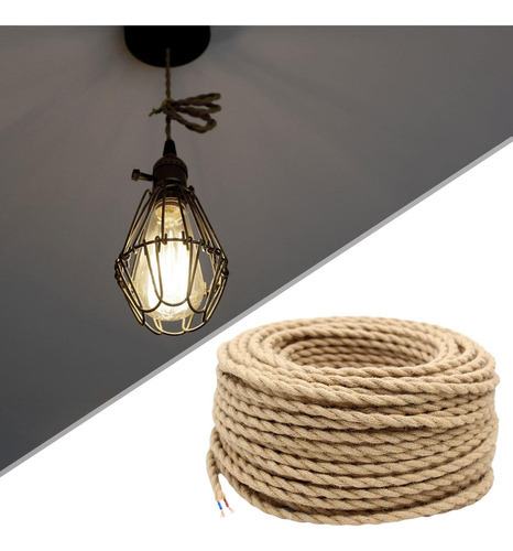 Cable Eléctrico Trenzado Cuerda De Cáñamo 5m Decoración