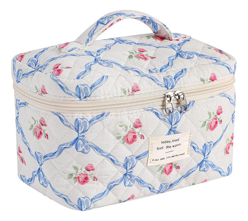 Bolsa De Maquillaje Acolchada Algodón Estética Floral