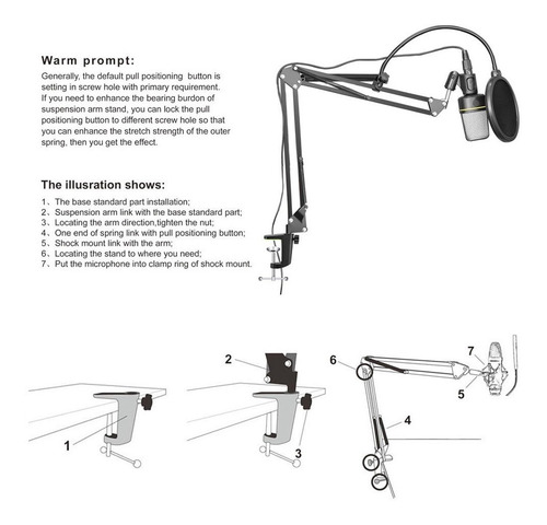 Imagen 8 de 10 de Soporte Micrófono Brazo Elefir Estudio Profesional 1,07 Mts