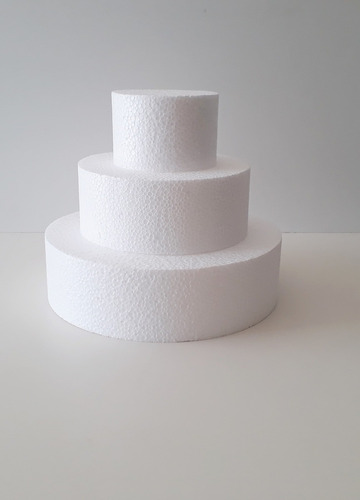Fake Isopor P/Bolo con 6 bases, 10 cm, 15, 20-25, 30, 40 cm de alto, 8 cm