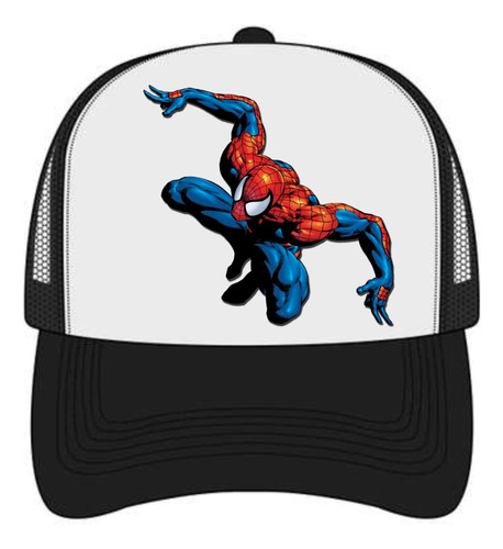 Gorra Tipo Trucker Negra Spiderman Logo