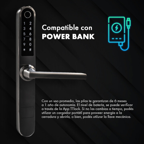Imagen 10 de 10 de Cerradura Biometrica Smart Bluetooth Wifi Premium Exterior