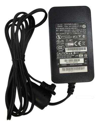 Cargador Cisco 341-0206-01 18w 48v 0.38a Psa18u-480 (Usado)