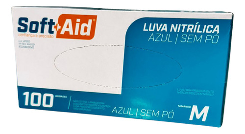 Luva Nitrílica Azul De Procedimento Sem Po Tamanho M 100 Un