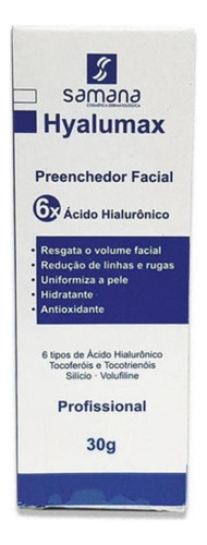 Hyalumax - Acido Hialurônico - Preenchedor Facial 30g Samana Momento de aplicação Dia/Noite Tipo de pele Normal