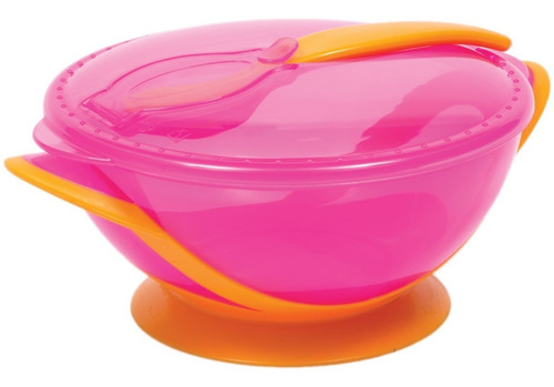 Kit Refeicao Infantil E Bebe Prato Com Ventosa Tampa Colher