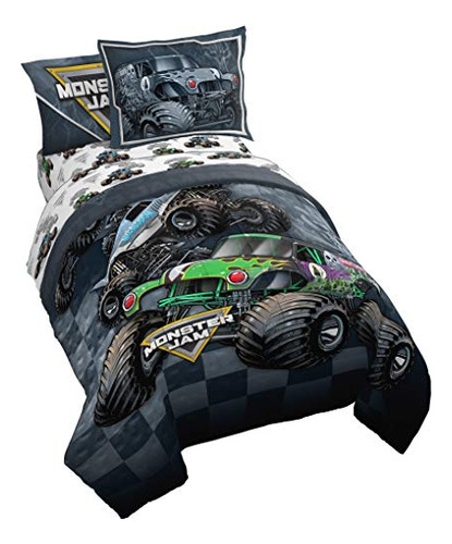 Juego De Cama Individual De 5 Piezas Monster Jam Slash De Ja