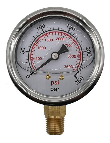 Manômetro Pressão Hidráulico 250 Bar 3500 Psi R 1/4 Npt