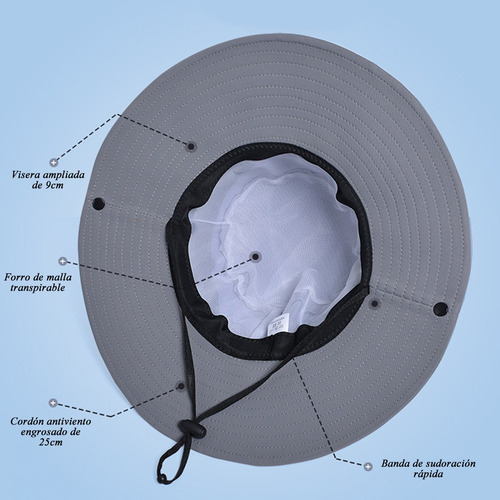 Sombrero Con Ala Ancha Protección Solar Transpirable Unisex