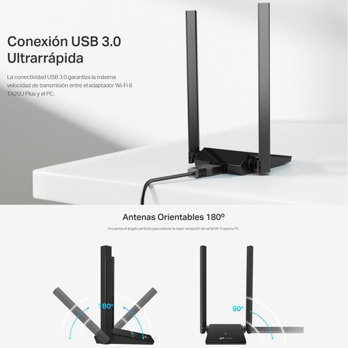 Adaptador Usb 3.0 A Wifi 6 Ax1800, Tp Link Archer Tx20u Plus