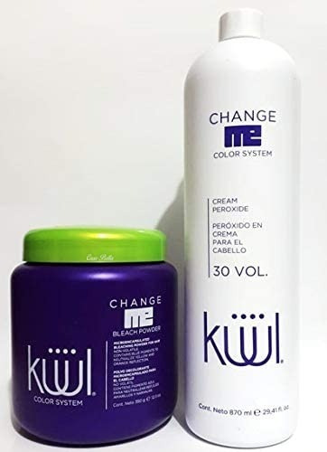 Decolorante En Polvo Azul Kuul 350 Grs + Peroxido 30 Vol Lt