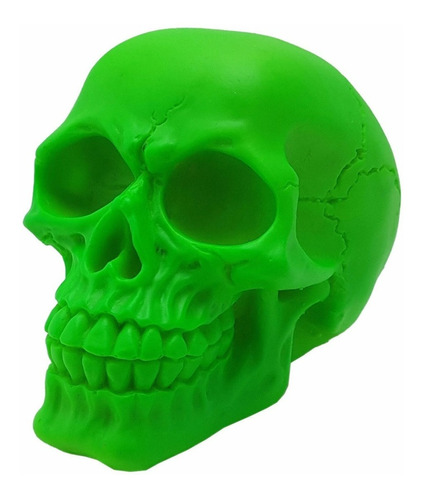 Crânio Caveira Verde Fluorescente Resina Esqueleto Decoração