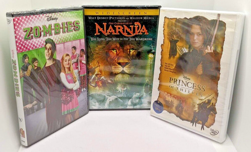 Lot Of 3 Disney Movies Zombies, Narnia & Princess Of Thi Ccq