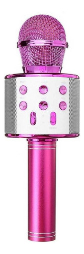 Micrófono Wsier WS-858 Dinámico Omnidireccional color rosa