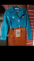 Comprar Campera Mujer Corderoy Azul-turquesa Talle M. Excelente