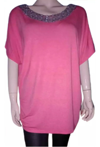 Blusa Modal Strech 2xl Bordada Con Brillos Talle Grande