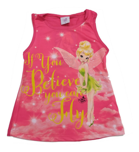 Blusa Regata Tinker Bell Poliéster Fakini 06405 - Tam 4 À 10