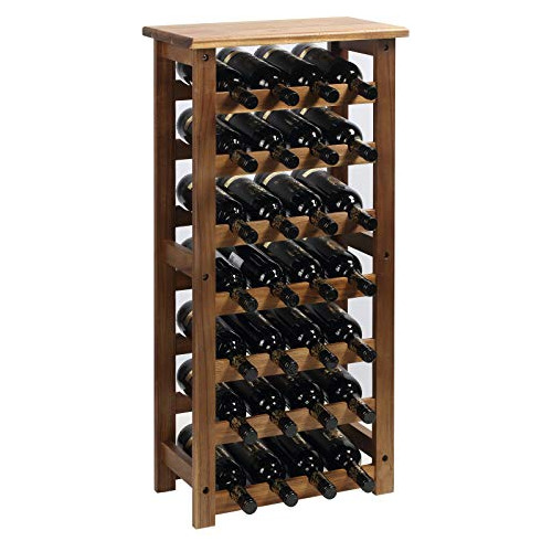 Wooden Wine Rack, 7 Tire Floor Wine Storage Rack, 28 Bo...