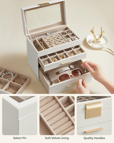 Joyero Songmics Con Tapa De Vidrio, Organo De Joyeria De ...