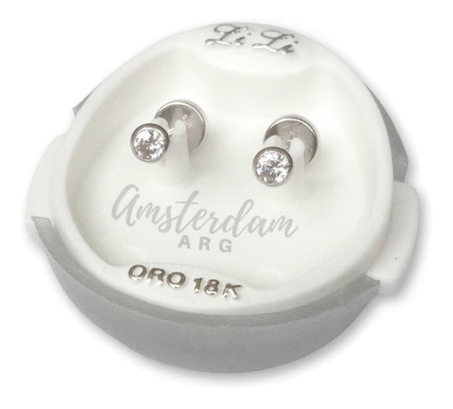 Aros Abridores Oro Blanco Piedra Art 4021  ..amsterdamarg..