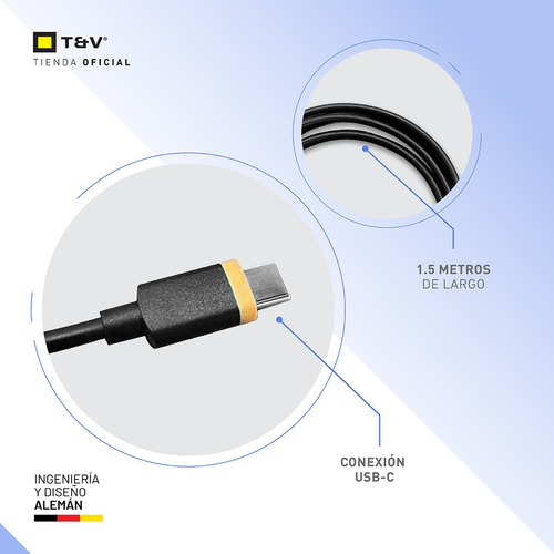 Cable Alta Calidad Y Transmision Usb C A Usb C 1.5 Metros