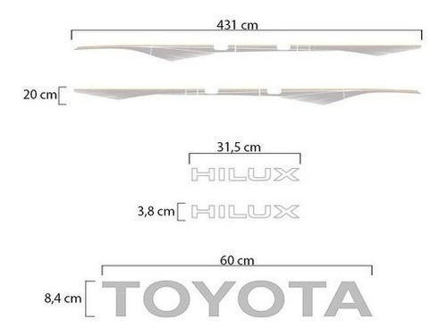 Imagem 4 de 4 de Faixa Hilux Adesivo Lateral 1992/04 + Faixa Traseira Toyota