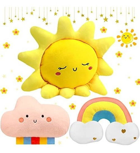 Almohada Nube Arcoíris Sol Luna Estrella 3 Pzs. Infantil