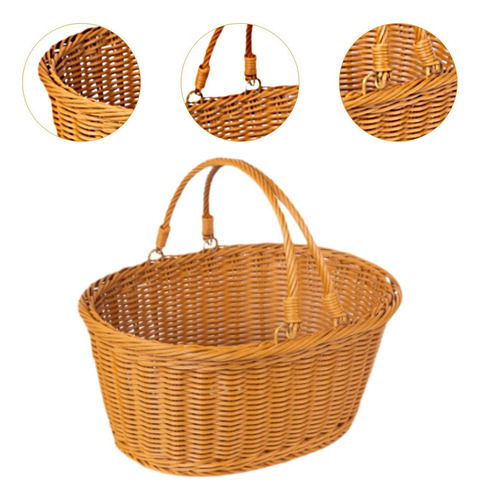 Cesta De Picnic Con Manijas De Canasta De 38 X 30 X 18 Cm
