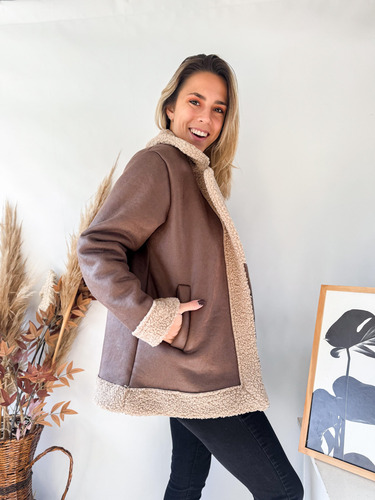 Campera Gamulan Lulyna Con Corderito Mujer Muy Abrigada