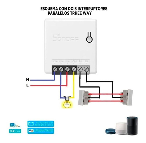 Imagem 7 de 8 de Sonoff Mini R2 Rele Wifi Alexa E Google Home - Kit Com 3