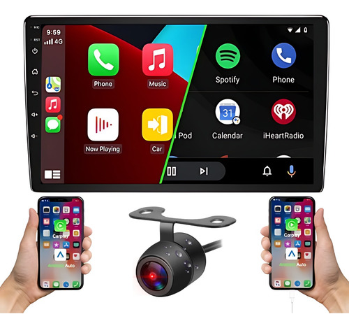Mp10 Multimédia 9 Carplay Android 13 2din 2gb 32gb C/ Câmera