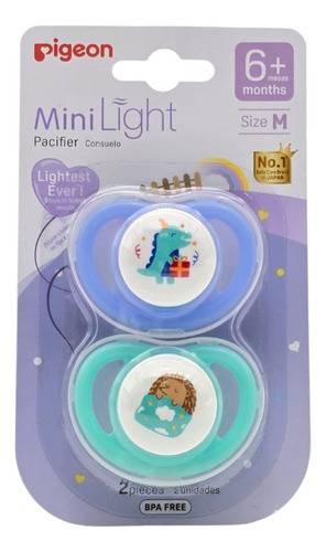 Pack 2 Chupetes Odontológico Pigeon Mini Light Talla M 6m+
