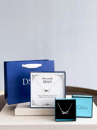 Kit 2 Colares Feminino Presente Irmãs Cordão Prata 925 Cor Prateado