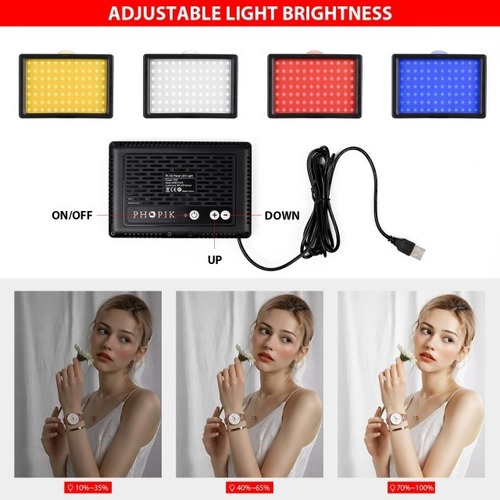 Imagen 9 de 10 de Kit 2 Iluminador Panel Led Usb Soporte C/ Filtros De Color