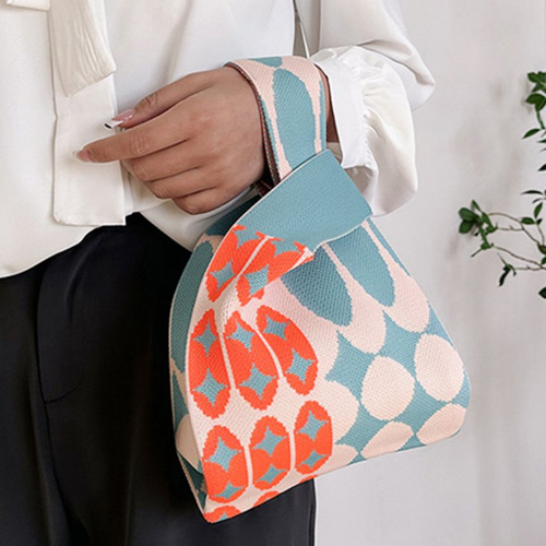 Bolso De Mano De Tela De Punto, Versátil Practico Lavable