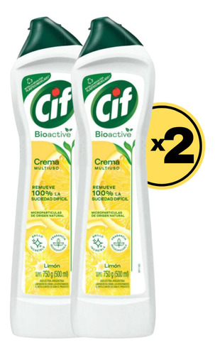 Cif Bioactive Limpiador Crema Multiuso Limón 750g Pack X2