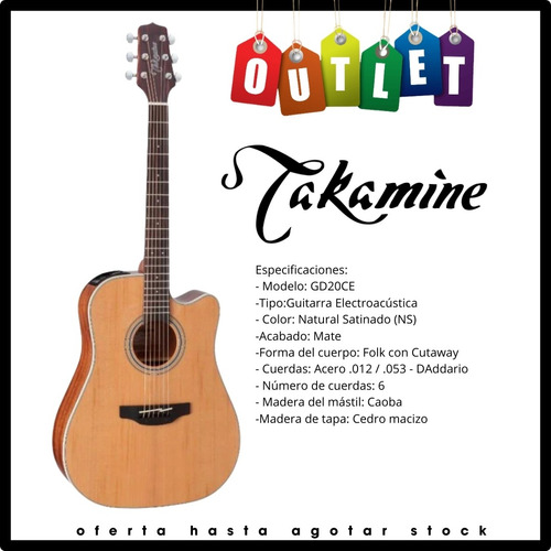 Guitarra Electroacústica Takamine Gd20cens Outlet