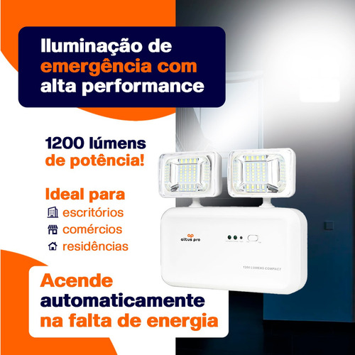 Luminária Luz De Emergência Led Branco Altuspro Cor Bloco 1200 Lumens Autonomo 110v/220v