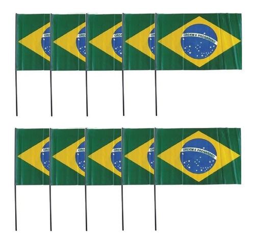 Bandeira Do Brasil Plastica Grande Pacote C/10 Unidades
