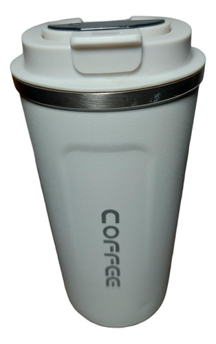 Vaso Térmico Con Sensor Estilo Cafetero Antivuelco Blanco Lisa
