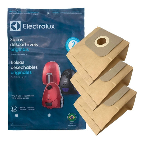 Saco Descartável Aspirador Electrolux Nano Original 3 Unidad