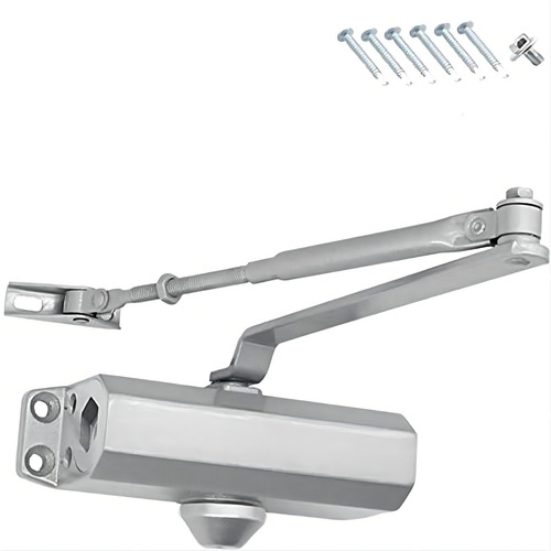 Cierra Puertas Hidraulico, Cierrapuertas De Seguridad Accionado Por Resorte, Heavy Duty Puerta Automatico Closer, Cierrapuertas Para Puertas De Hasta 65 Kg (plateado)