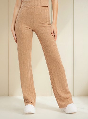 Pantalón Con Resorte En Cintura De Corte Semicampana