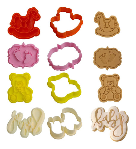 Cortador Galleta Para Baby Shower 4 Repuesto Mold 3d Pie