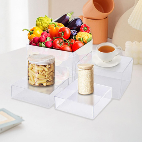 4 Peças Cubo Acrílico Caixa De Exibição Riser Food Riser