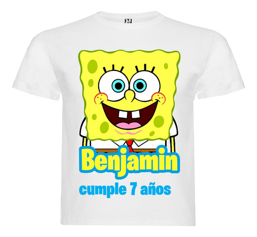 Polera Personalizada Bob Esponja Algodon Niños Cumpleaños