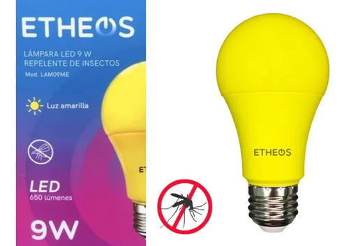 Imagen 2 de 7 de Foco Amarillo Lámpara Led 9 W Anti Insectos Mosquitos X 2