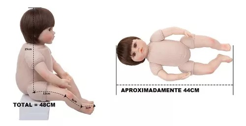 FJScomércio Bebê boneca reborn realista 48cm