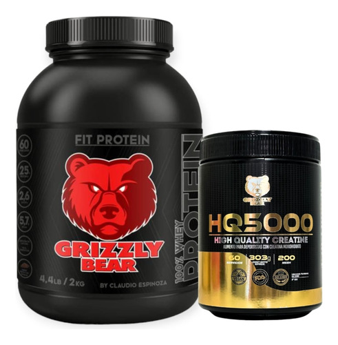 Fit Protein 2kg 60sv + Creatina 60sv Grizzly Bear