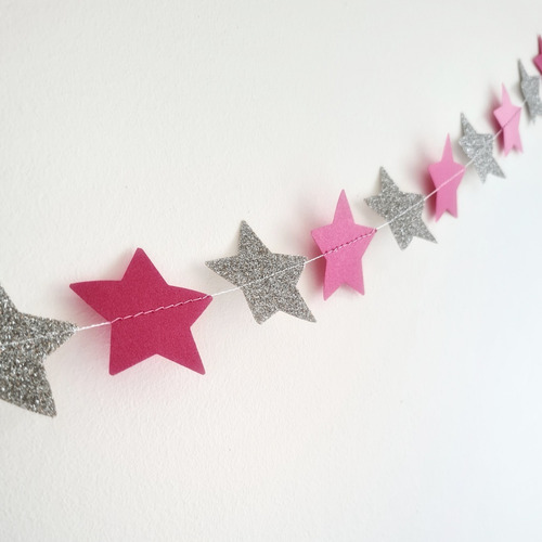 Imagen 4 de 4 de 2 Guirnaldas Estrellas Glitter - Cumpleaños/casamientos